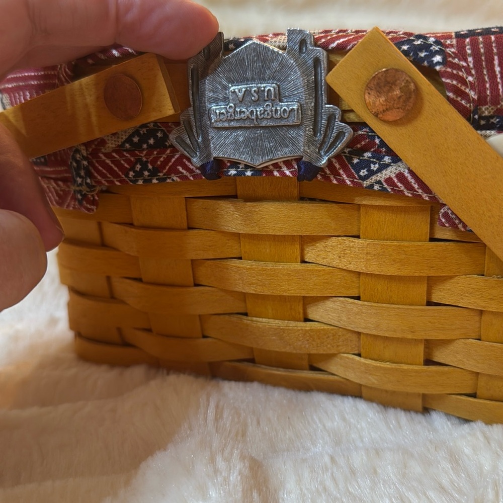 🐈⬛ Longberger Little Market Basket w/lid ,tie-on,clear liner approx 7.5x5x5.25” - Picture 6 of 10